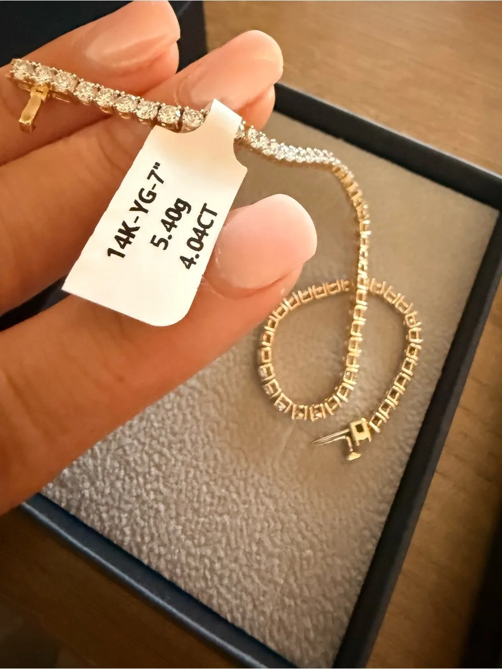 14K Solid Yellow Gold Lab Grown Diamond Tennis Bracelet - 4.04tcw, Size 7